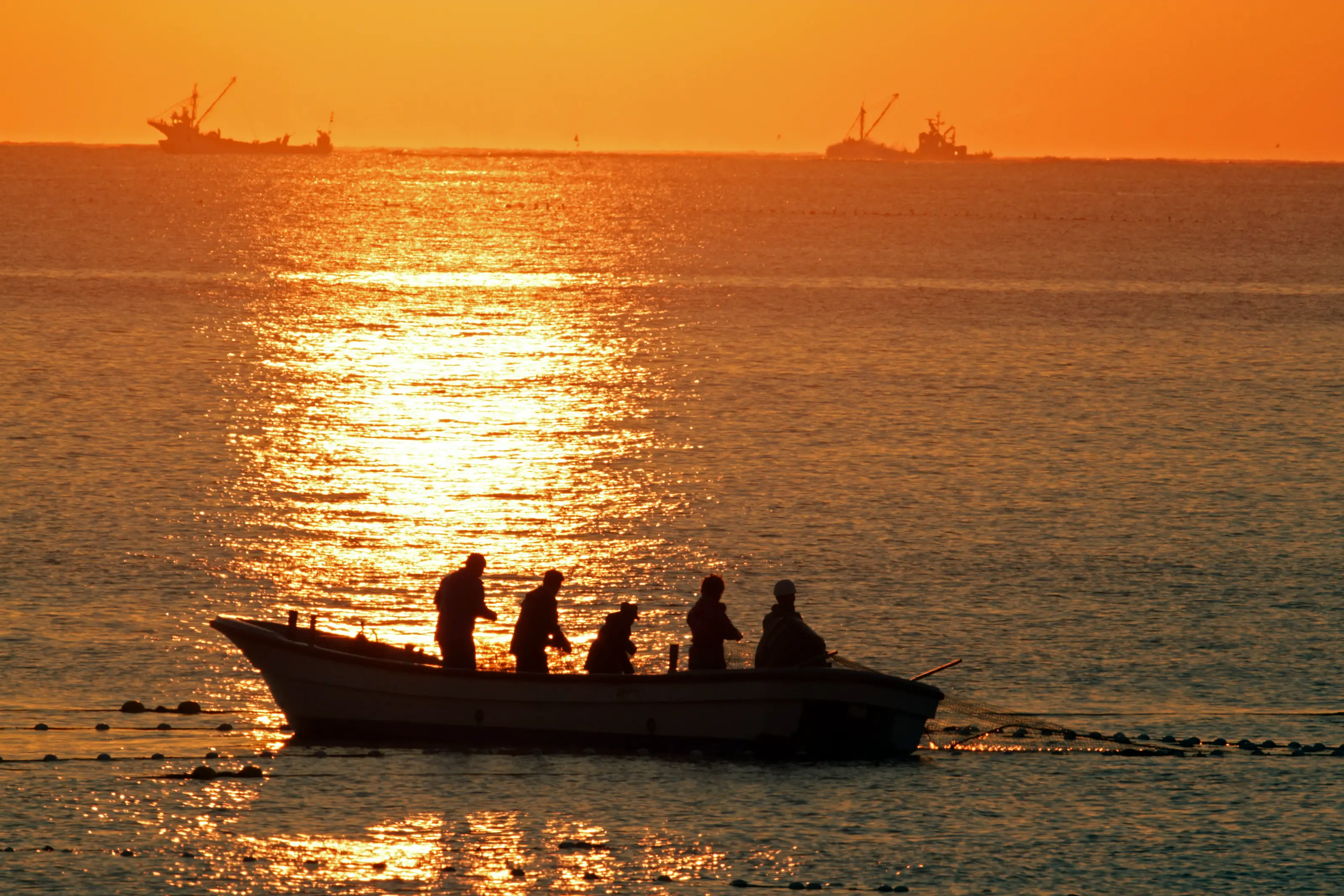 サロマ湖漁風景