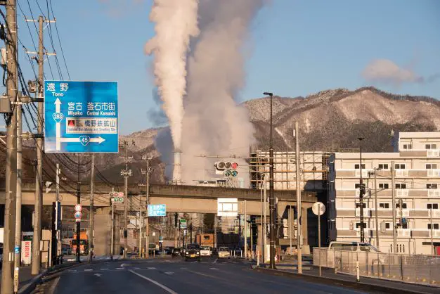 冬の釜石市街地