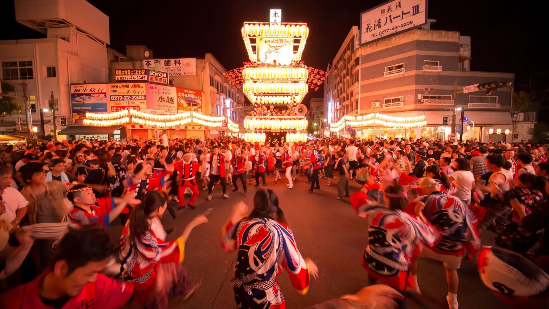 8月初めに約50万人の来場者が訪れる活気のある、桐生八木節まつり。