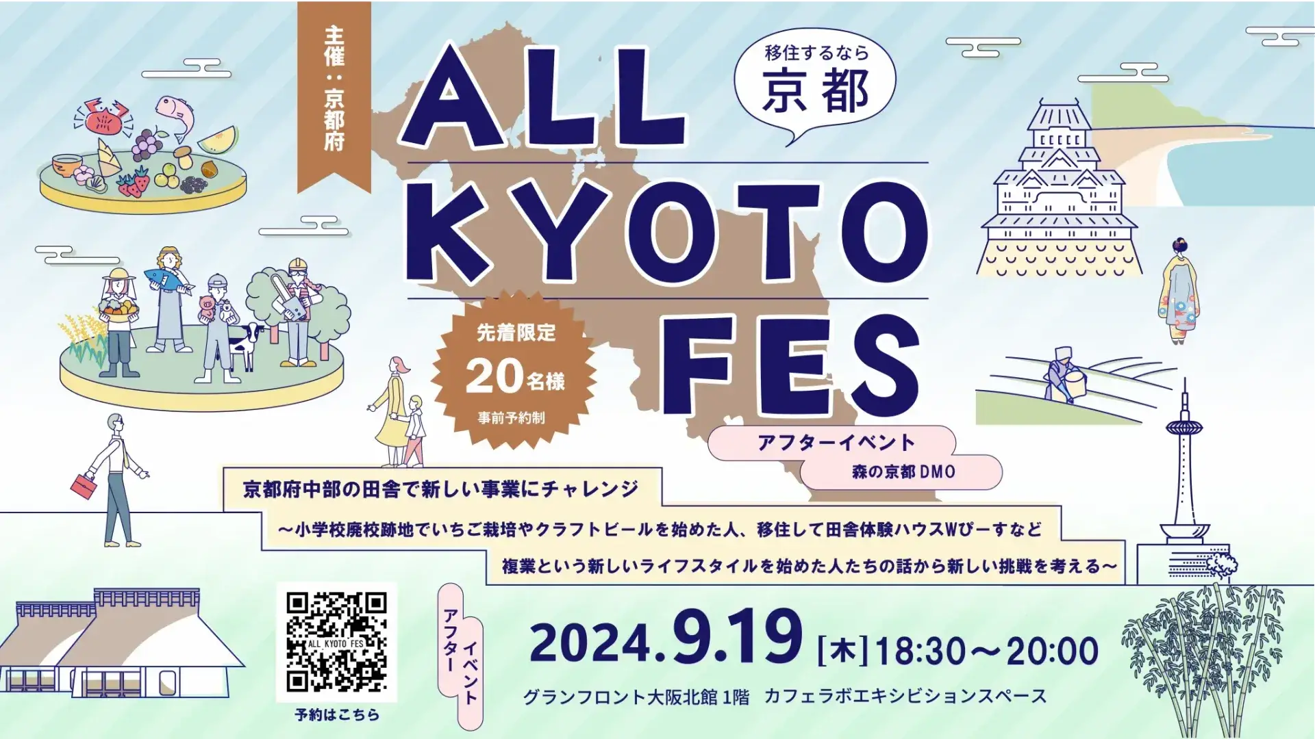移住するなら京都ALL KYOTO FES・アフターイベント③　京都府中部の田舎で新しい事業にチャレンジ～小学校廃校跡地でいちご栽培やクラフトビールを始めた人、移住して田舎体験ハウスWぴーすなど複業という新しいライフスタイルを始めた人たちの話から新しい挑戦を考える～